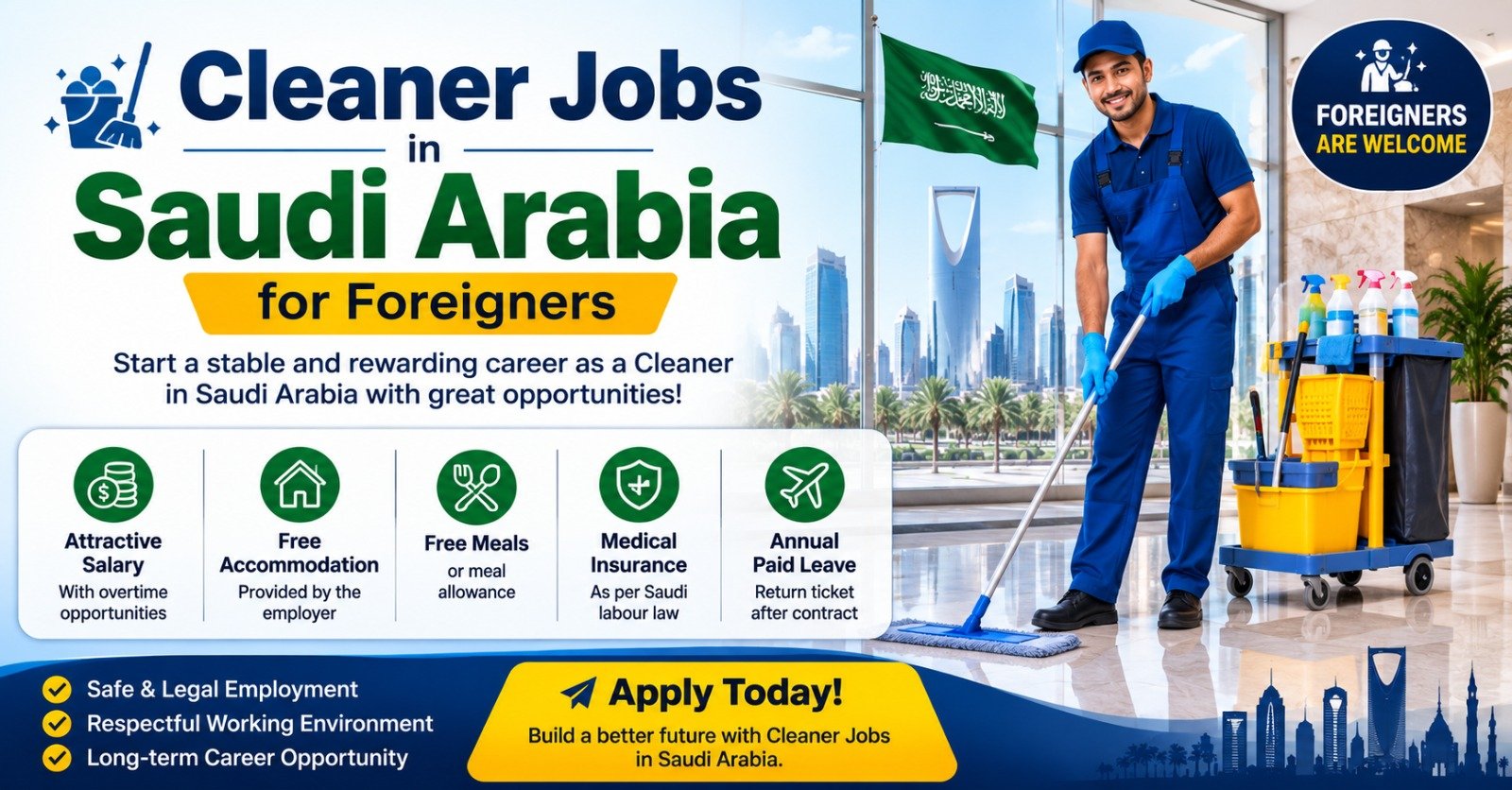 Cleaner Jobs in Saudi Arabia for Foreigners