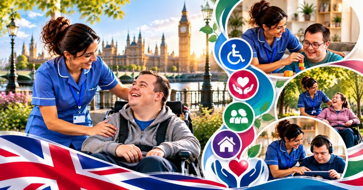 Support worker assisting a wheelchair user in Pakistan