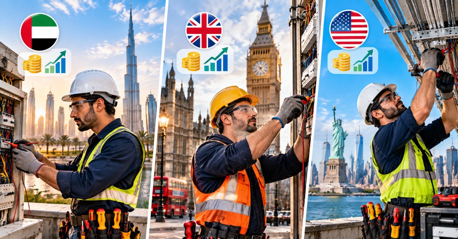 Electrician Salary in the UAE, UK and USA