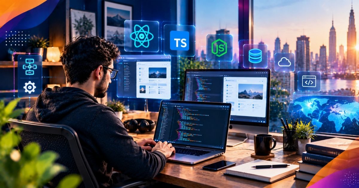 A full stack React developer working across an interface and the API behind it