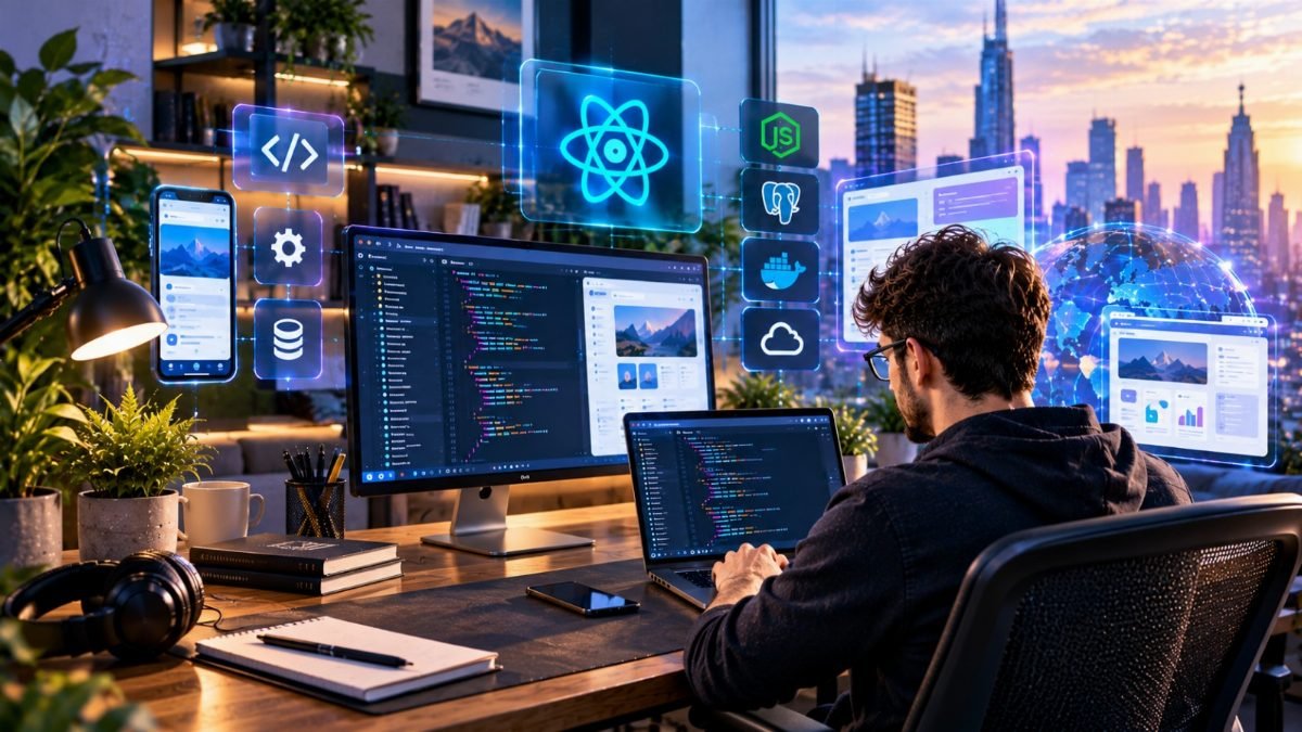 A full stack developer reviewing data storage, encryption and access controls