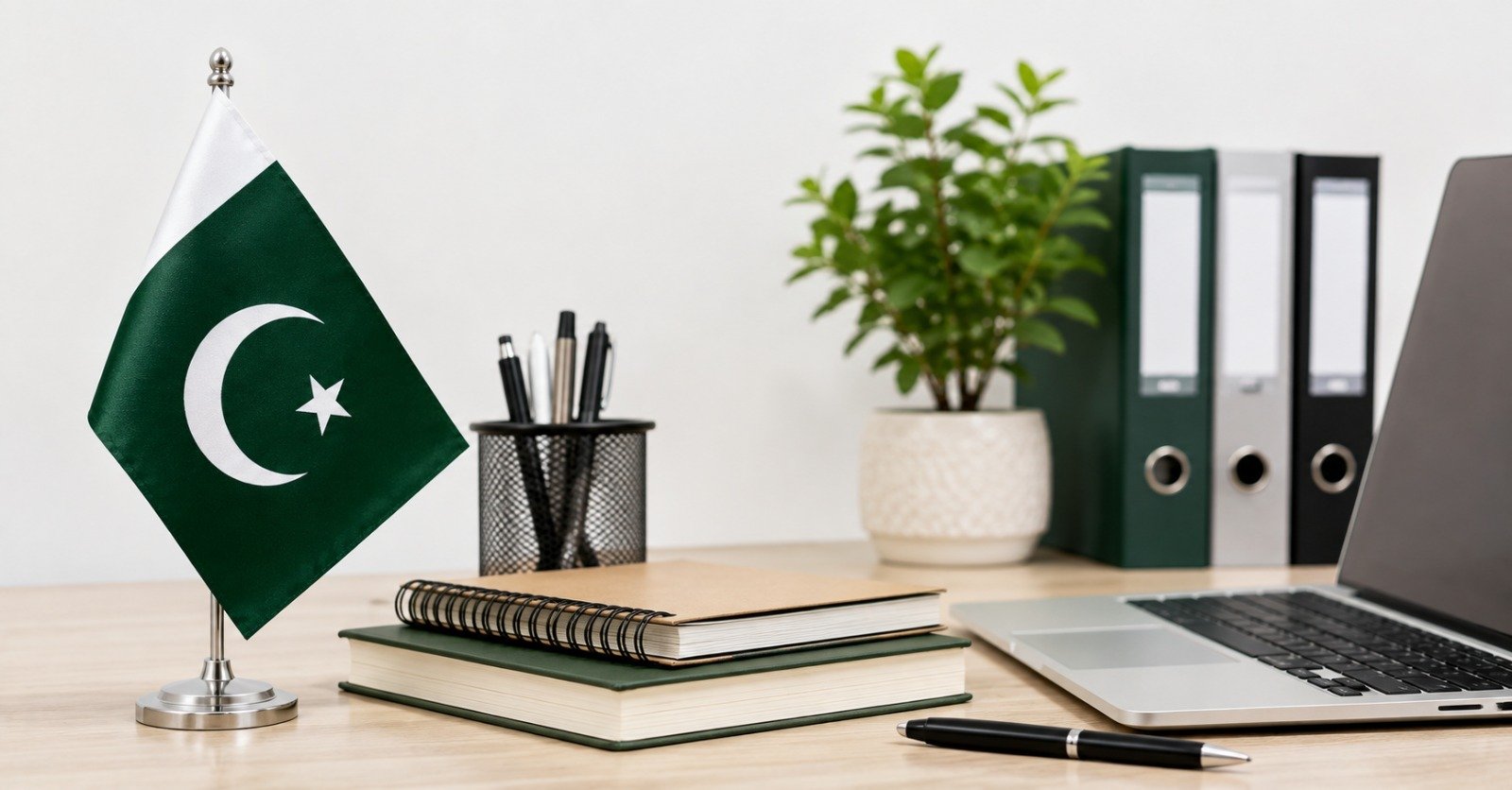 A desk prepared for an online government job application in Pakistan