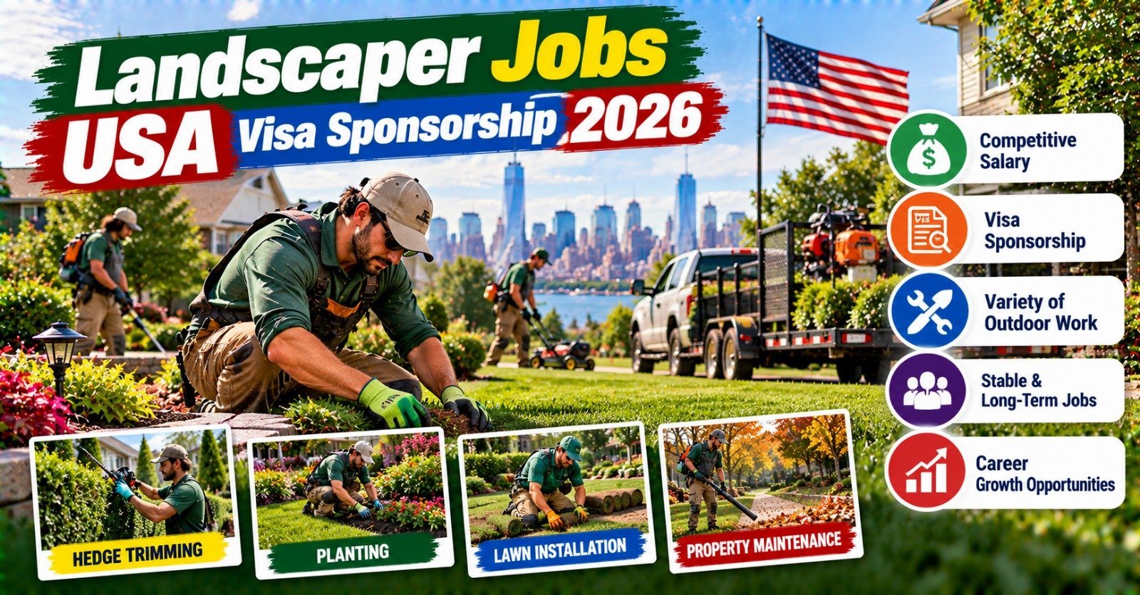 Landscaper Jobs in USA With Visa Sponsorship (2026): Requirements, Salary and How to Apply