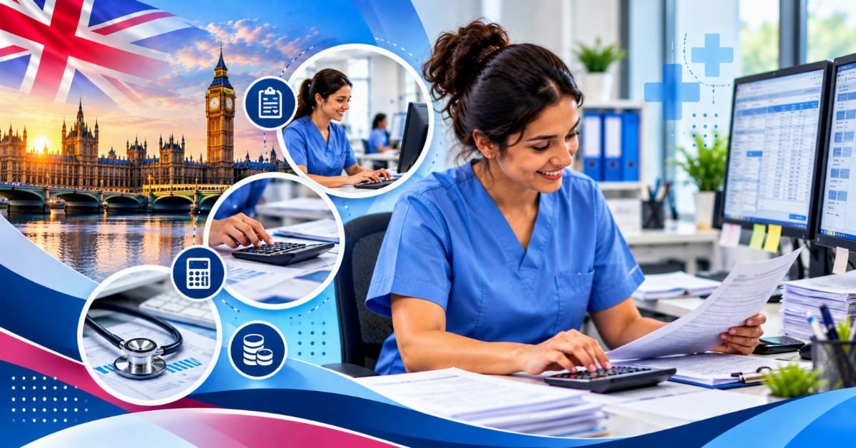 Medical billing assistant reviewing an insurance claim on screen