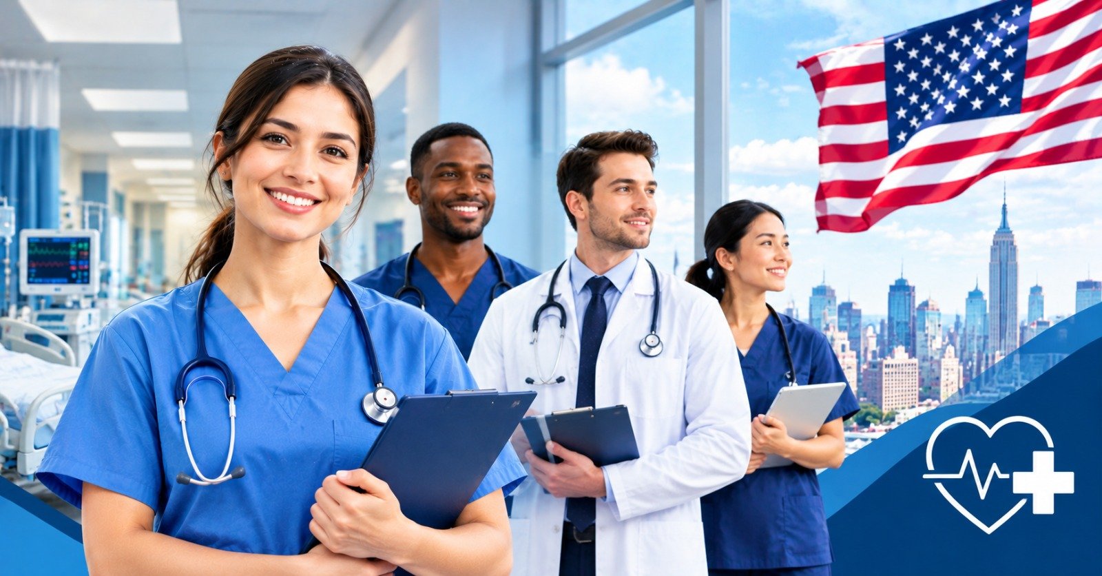 Nurses and clinicians on a hospital unit in the United States