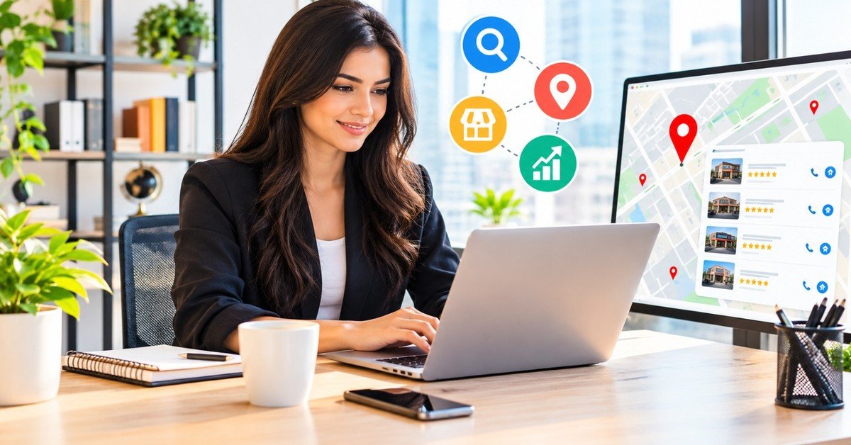 Search performance data being reviewed on a laptop screen