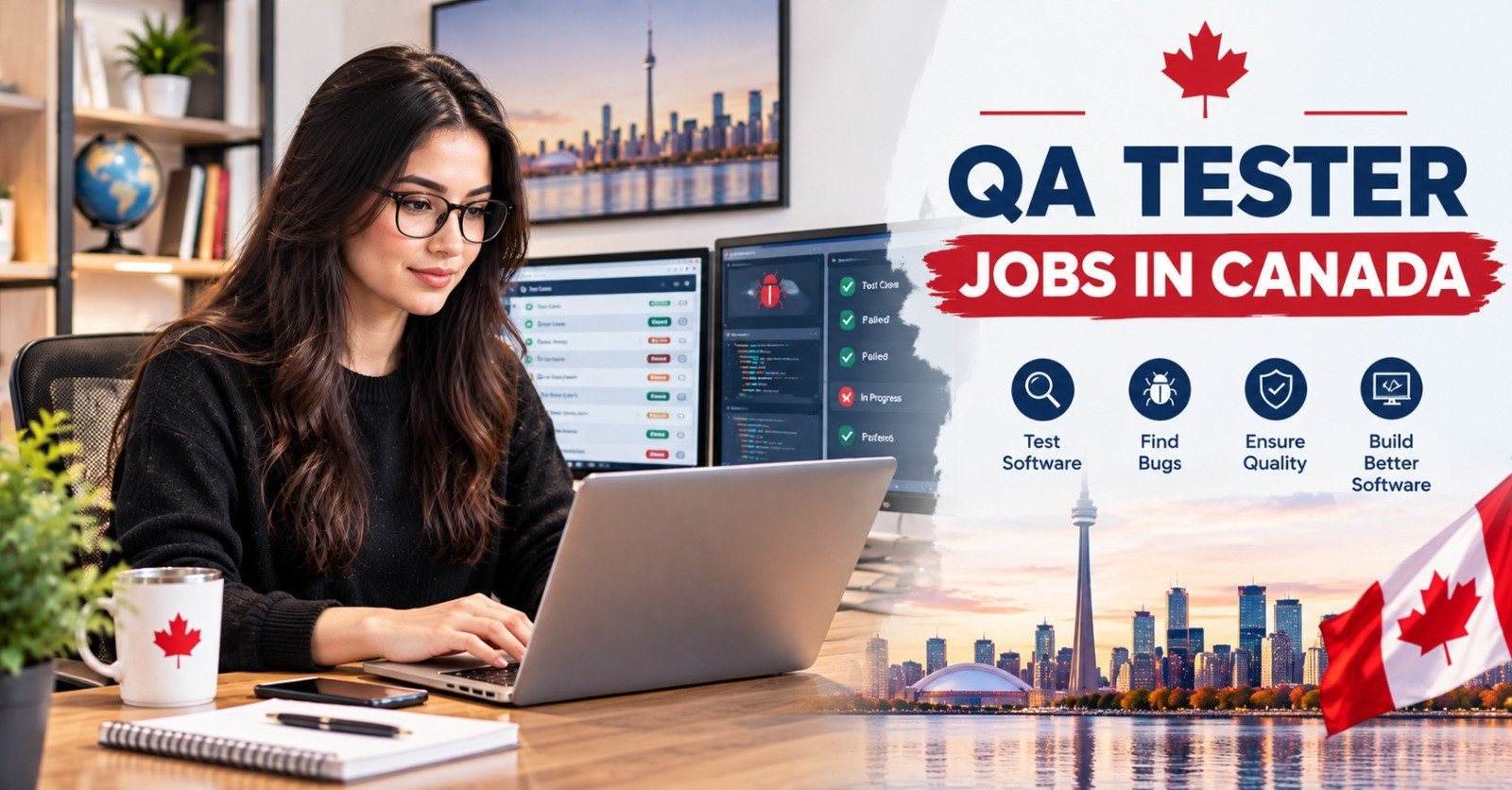 Automation test scripts running against a build, the higher-paid side of QA work in Canada