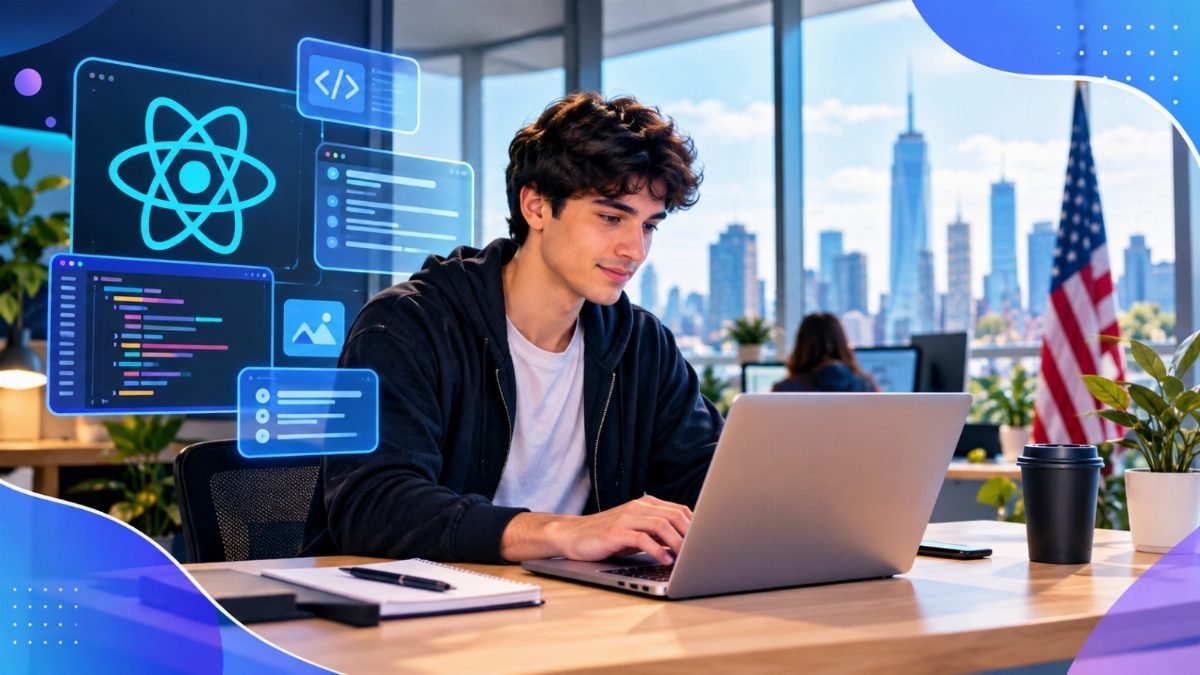 A React developer intern working with a supervising engineer during a code review