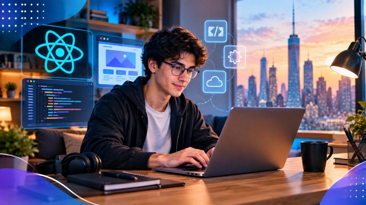 A student comparing paid React developer internship offers and terms