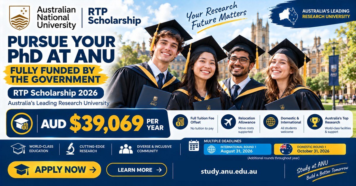 ANU PhD graduates in gowns with the RTP Scholarship 2026 stipend and application rounds