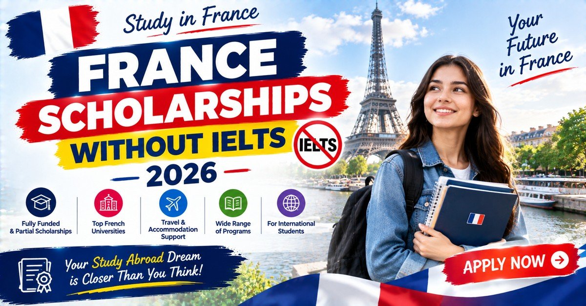 France Scholarships Without IELTS 2026: Eiffel and Pakistan Routes poster