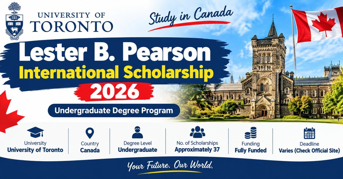 University College at the University of Toronto under a Canadian flag with the Lester B. Pearson International Scholarship facts