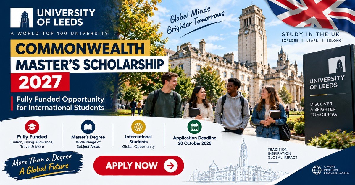 University of Leeds Commonwealth Master's Scholarship 2027, fully funded UK scholarship, with the Leeds campus