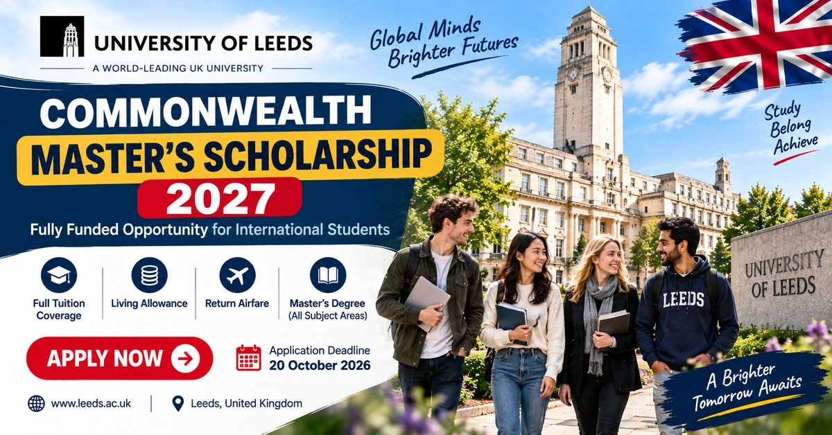 A Commonwealth scholar in the city of Leeds, fully funded University of Leeds Master's scholarship 2027
